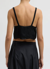 Summer Acetate Crinkle Cropped Tank | Tibi Black