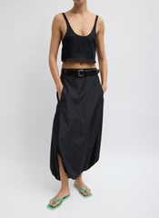 Summer Acetate Crinkle Cropped Tank | Tibi Black