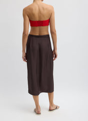 Summer Slip Wrap Skirt | Tibi Chocolate Brown