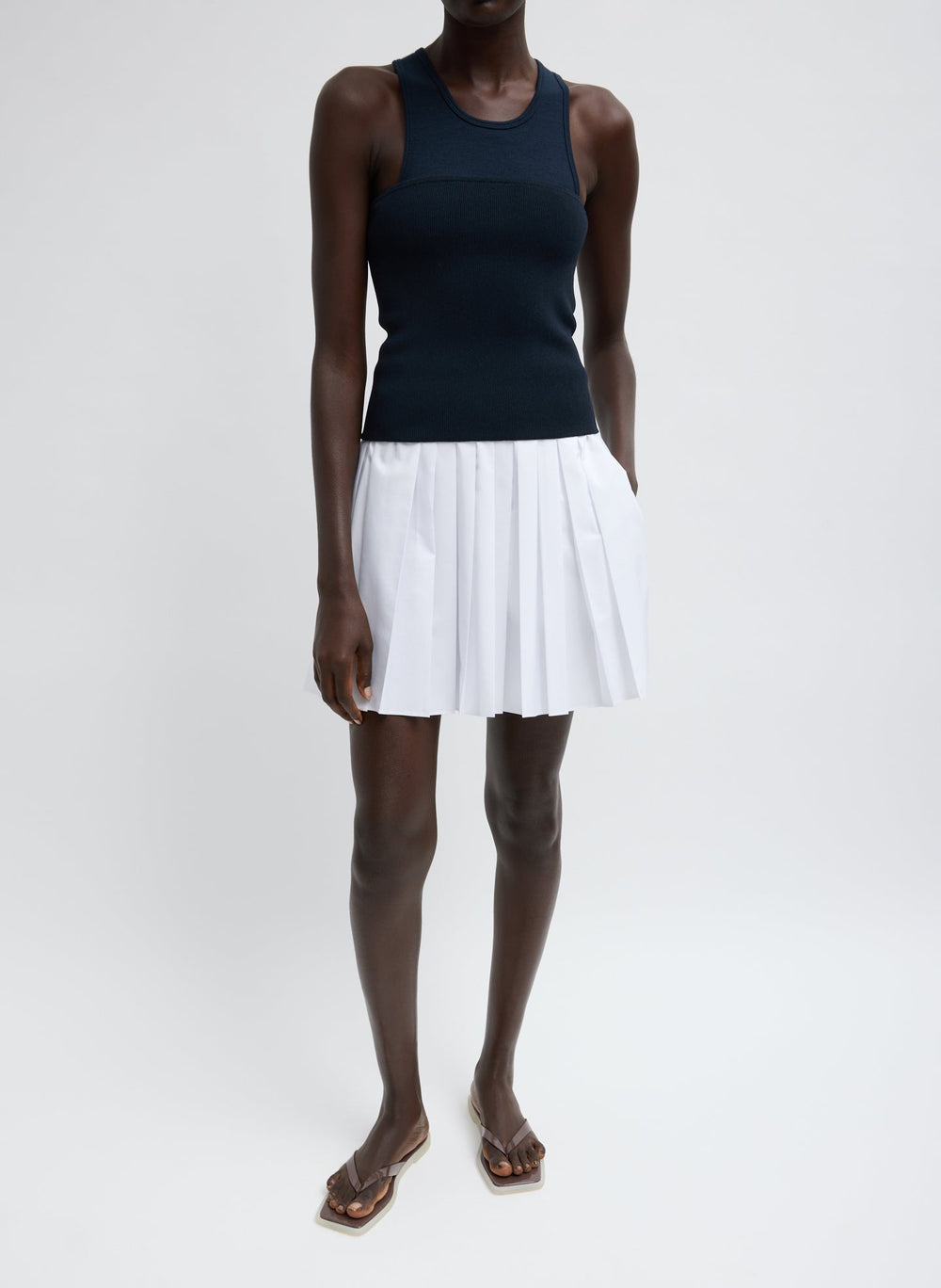Summer Nylon Pull On Mini Skirt | Tibi White