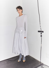Compact Eco Poplin Pinched Pleat Full Skirt | Tibi White