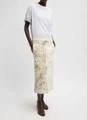 Calcimin Denim Midi Trouser Zip Skirt | Tibi Ivory Multi