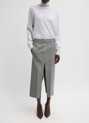 Structured Wool Zip Front Midi Trouser Skirt | Tibi Grey Multi