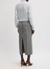 Structured Wool Zip Front Midi Trouser Skirt | Tibi Grey Multi