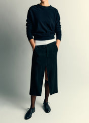 Viscose Suiting Midi Trouser Skirt | Tibi Black Multi