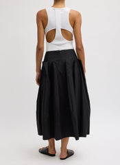 Compact Eco Poplin Pinched Pleat Full Skirt | Tibi Black