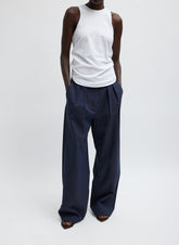 Menswear Crepon Stella Full Length Pant | Tibi Navy Multi
