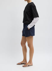 Menswear Crepon Pull On Shorts | Tibi Navy Multi