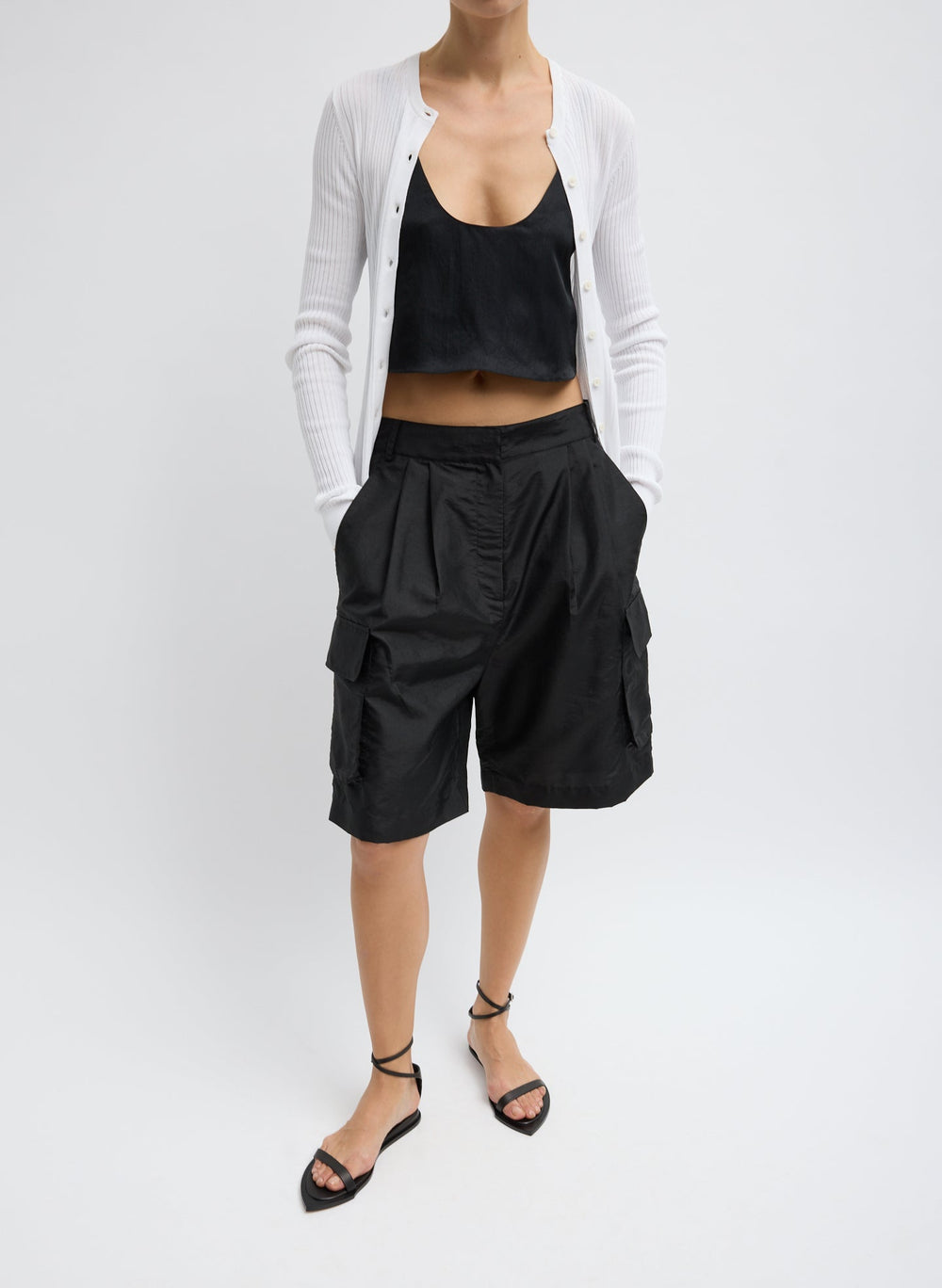 Crispy Nylon Stella Short | Tibi Black