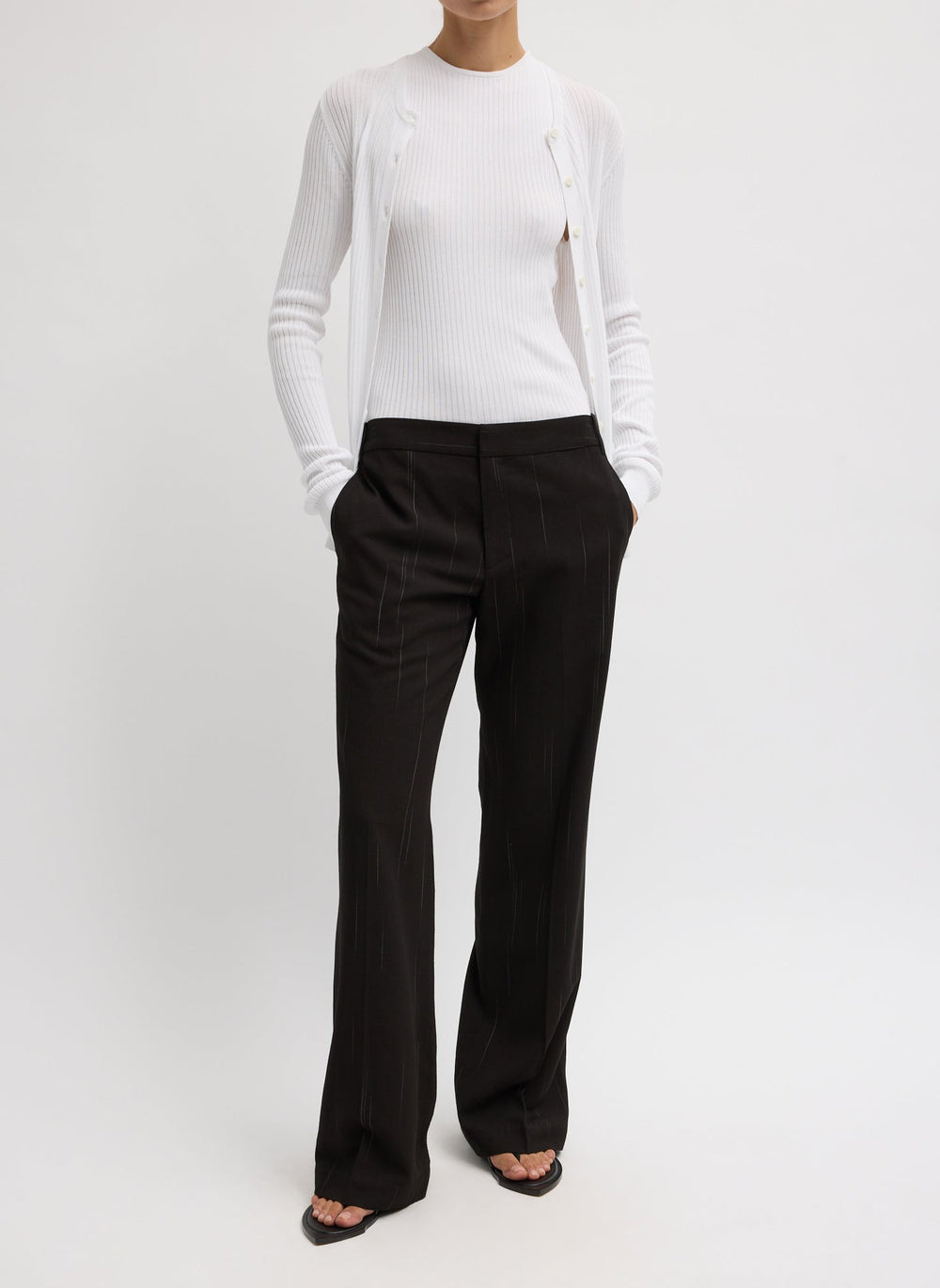 Viscose Suiting Isaac Pant | Tibi Black Multi