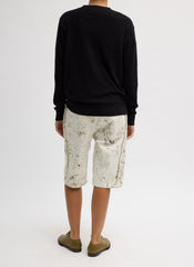 Calcimin Denim Tuck Jean Shorts | Tibi Ivory Multi