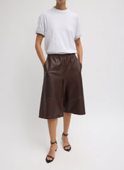 Leather Relaxed Long Short | Tibi Brown