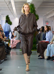 Leather Relaxed Long Short | Tibi Brown
