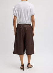 Leather Relaxed Long Short | Tibi Brown