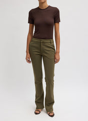 Spring Bonded Twill Elfie Trousers With Slits | Tibi Nori Green