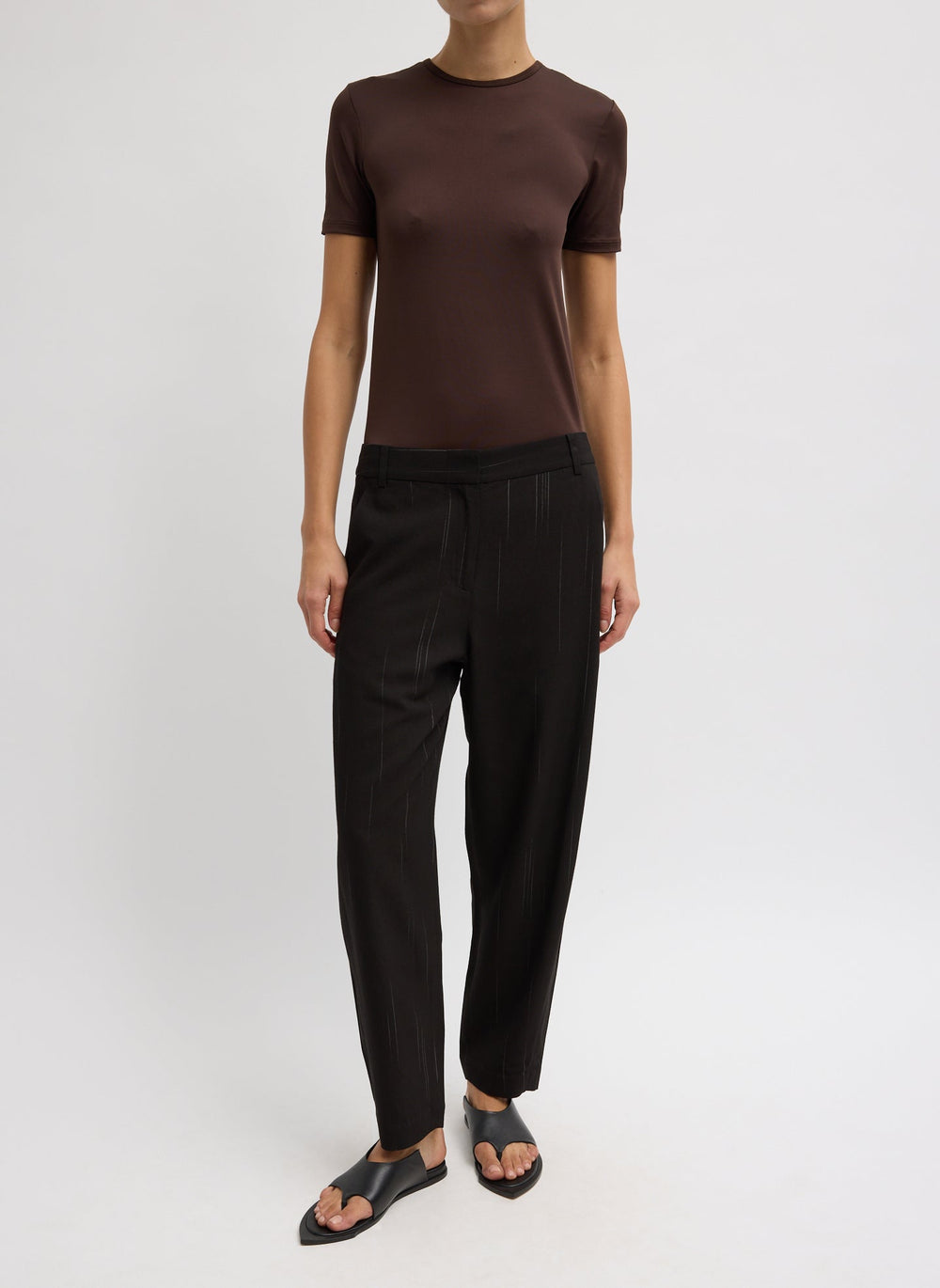 Viscose Suiting Reese Curved Ankle Pant | Tibi Black Multi