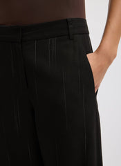 Viscose Suiting Reese Curved Ankle Pant | Tibi Black Multi
