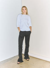Spring Bonded Twill Elfie Trousers With Slits | Tibi Black
