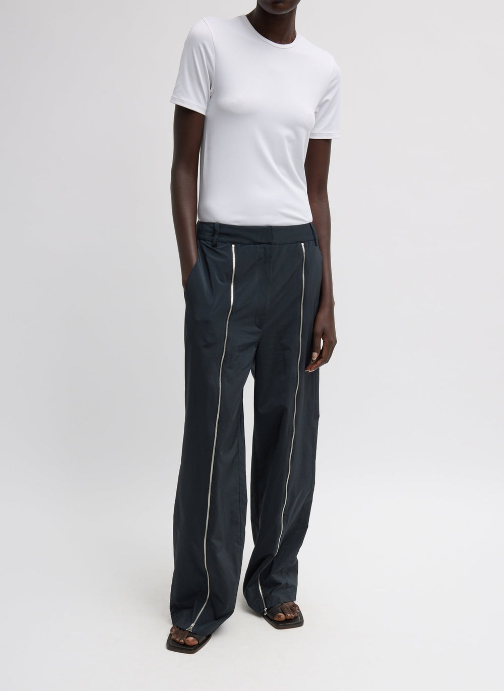 Nylon Zipper Trouser | Tibi Black