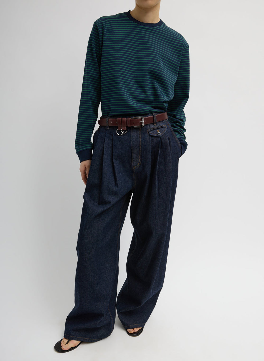 Indigo Denim Triple Pleat Jean | Tibi Indigo