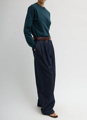 Indigo Denim Triple Pleat Jean | Tibi Indigo