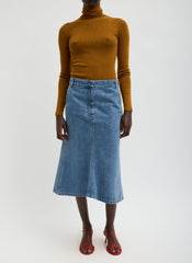 Classic Denim Sculpted Silke Skirt | Tibi Classic Blue