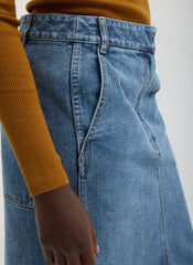 Classic Denim Sculpted Silke Skirt | Tibi Classic Blue