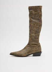 Distressed Bronson Boot - Regular Calf | Tibi Black/Tan Multi