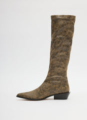 Distressed Bronson Boot - Narrow Calf | Tibi Black/Tan Multi