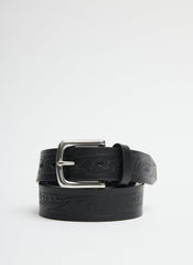 Classic Men's Tooled Leather Belt | Tibi Black