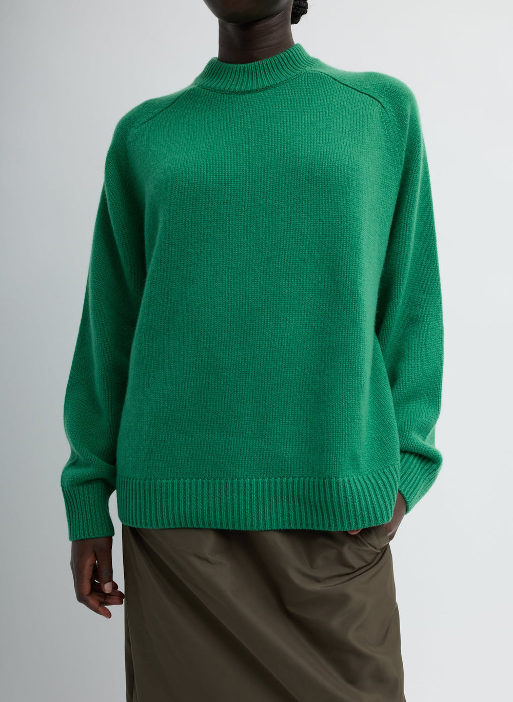 Cashmere Crewneck Oversized Pullover Sweater | Tibi Green