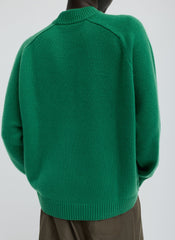 Cashmere Crewneck Oversized Pullover Sweater | Tibi Green