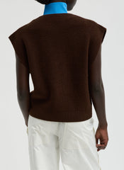 Cardigan Stitch Sweater Vest With Removable Dickie | Tibi Brown