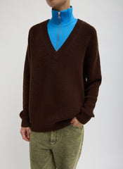 Cardigan Stitch V-Neck With Removable Dickie | Tibi Brown