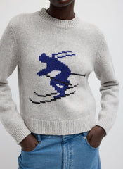 Soft Wool Ski Shrunken Sweater | Tibi Heather Grey Multi