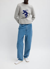 Soft Wool Ski Shrunken Sweater | Tibi Heather Grey Multi