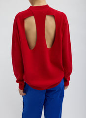 Anna Merino Wool Cut Out Racerback Pullover | Tibi Red