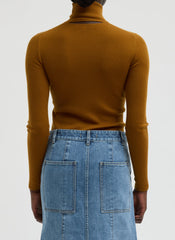 Featherweight Ribbed Sweater Turtleneck Pullover | Tibi Ochre