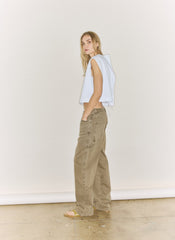 Compact Eco Poplin Cropped Square Top | Tibi White