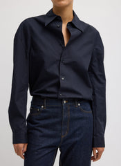 Compact Eco Poplin Hinged Shirt | Tibi Navy