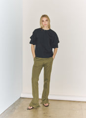 Compact Eco Poplin Reverse Sleeve Top | Tibi Navy