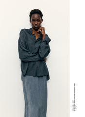 Ultra Light Silk Tencel Oversized Shirt | Tibi Black