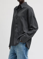 Ultra Light Silk Tencel Oversized Shirt | Tibi Black