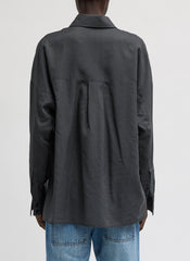 Ultra Light Silk Tencel Oversized Shirt | Tibi Black