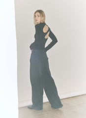 Compact Ultra Stretch Cut Out Back Top | Tibi Black