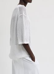 Crochet Netting Oversized Easy T-Shirt | Tibi White