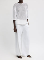 Crochet Netting Oversized Easy T-Shirt | Tibi White