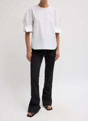 Compact Eco Poplin Reverse Sleeve Top | Tibi White