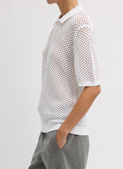 Crochet Netting Slim Polo | Tibi White