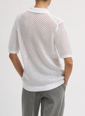 Crochet Netting Slim Polo | Tibi White